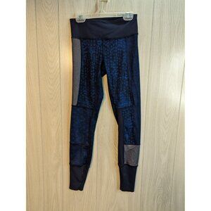 Lululemon Wunder Under Shashiko Blue Contrast Print Ribbed Cuffs Leggings 2